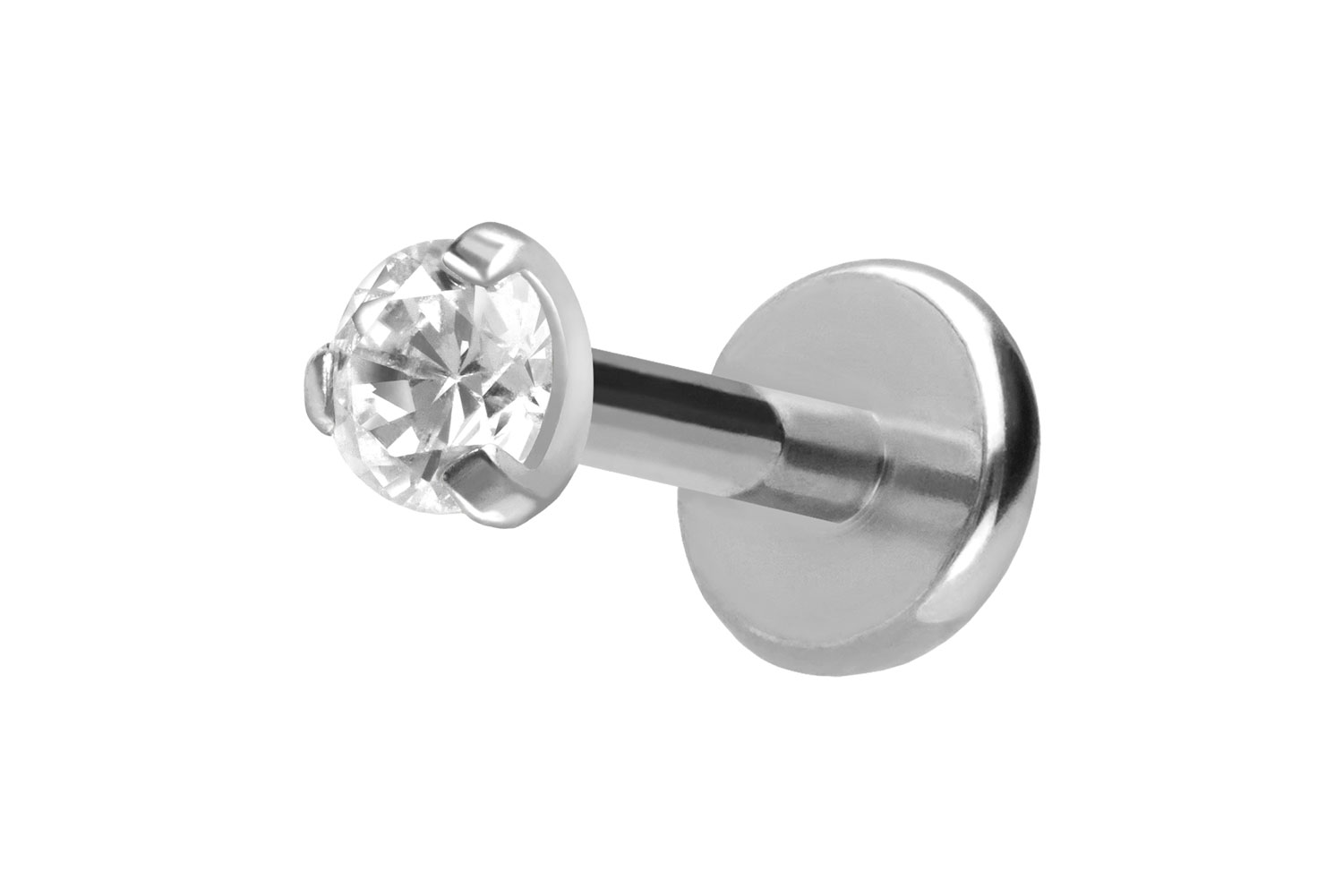 Titan Labret Piercing mit Push Fit EINGEFASSTER KRISTALL